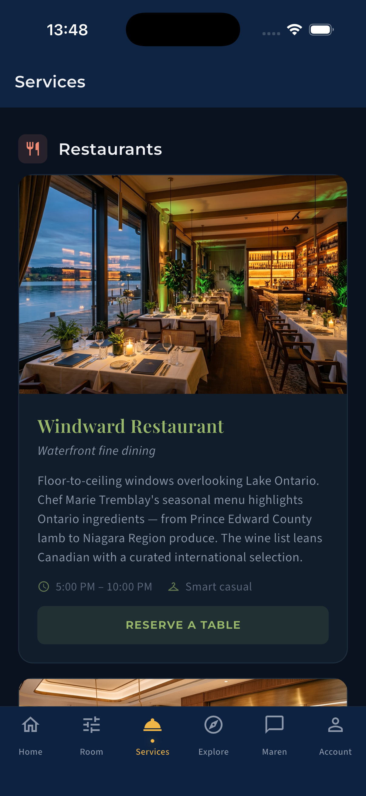App dining screen